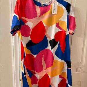 Bold Multicolor Leaf Print Dress